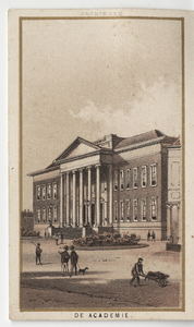 5019 Groningen De Academie : Academiegebouw 1850-1906. Afbeelding van stadsgezicht op visitekaart formaat, mogelijk ...