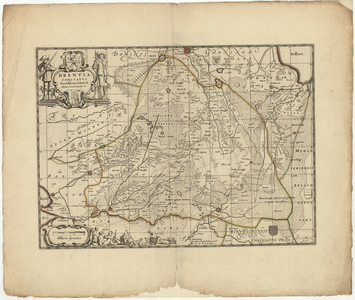 5193 Drentia comitatus Transisulaniae tabula II : Kaart van Drenthe, met Westerwolde. Titel in versierd cartouche met ...