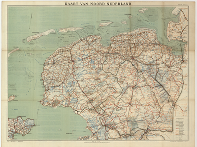 6418 Sleeswijk's kaart van Noord Nederland naar officieele gegevens bewerkt voor wandelaars, wielrijders en ...
