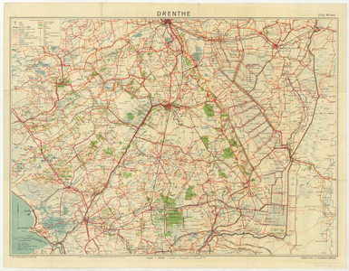 6447 Sleeswijk's kaart van Drenthe naar officeele gegevens bewerkt. Voor wandelaars, wielrijders en automobilisten : ...