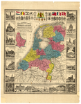 6504 Nieuwe landkaart van het koningrijk der Nederlanden. Versierd met de merkwaardigste gedenkstukken van het rijk ...
