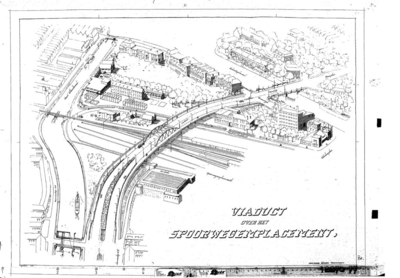 80 Viaduct over het spoorwegemplacement : - / E.J. Blink (Tekenaar), 1955