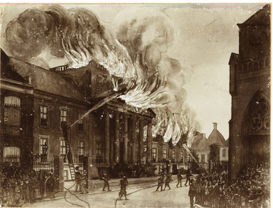 9471 Groningen : Broerstraat : brand Academiegebouw, 1906