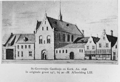11595 Tekening : Peperstraat : Sint Geertruidsgasthuis, zj