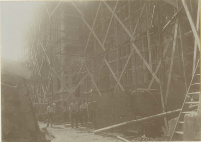 18149 Groningen : Broerstraat : Academiegebouw : linkerdeel tijdens nieuwbouw, 1908