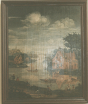 21783 Schilderij gesigneerd Van Teggel, 1770 in gemeentehuis te Hilvarenbeek. Dorpsgezicht, zj