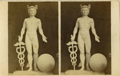 40 Vismarkt : Korenbeurs : beeld van Mercurius, ca 1865