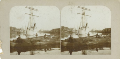 117 Oosterhaven : met schepen, ca 1900