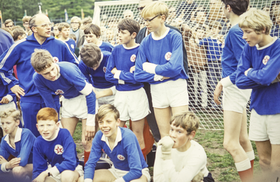 58 De jongens van GVAV-Rapiditas na de gewonnen finalewedstrijd tegen Alemannia Aachen op het ..., 1969-05-10
