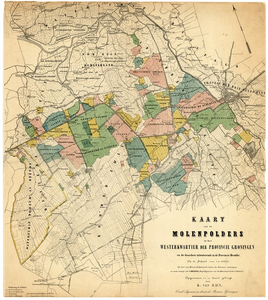26 Kaart van de molenpolders in het Westerkwartier der provincie Groningen en de daardoor uitwaterende in de provincie ...
