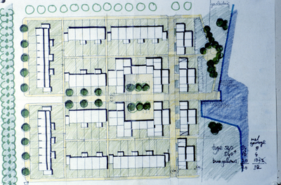1015 Oosterhoogebrug - De Hunze - planvorming, plannen en tekeningen, ca 1983