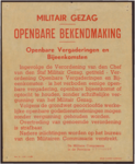 50 Openbare Bekendmaking. Openbare Vergaderingen en Bijeenkomsten., 1945
