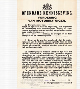 103 Openbare kennisgeving. Vordering van motorrijtuigen., 1939-08-28