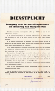 112 Dienstplicht Overgang naar de aanvullingsreserve en inlevering van rijksgoederen, 1938-08-31