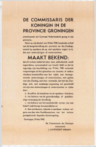 123 De Commissaris der Koningin in de provincie Groningen maakt bekend:, 1940-05-24