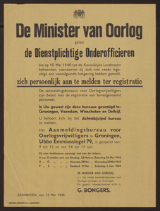 320 De Minister van Oorlog gelast de Dienstplichtige Onderofficieren, 1945-05-15