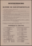 364 Bekendmaking Inlevering van radio-ontvangtoestellen, 1943-06-04