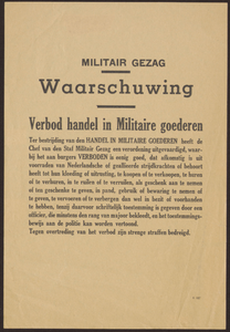 424 Waarschuwing Verbod handel in militaire goederen, 1945-04