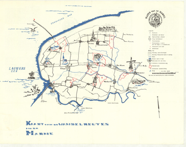253 Kaart van de wandelroutes in de Marne : Kaart met ingetekend 7 wandelroutes, 1955-1965