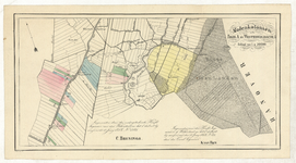 486 Molenkoloniën op de Pekel A en Westerwoldsche A : Overzichtskaart met ingekleurde percelen / K. van Rijn, 1857