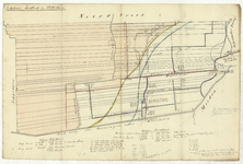 491 De kolonies Zuidbroek en Uiterburen : Kaart met afmetingen van de verschillende percelen, met aantekeningen, 1850-1900