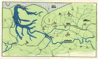 888 Toeristische kaart 'De Marne' : Kaart van de Marne, met verso een beschrijving van de toeristische attracties, het ...