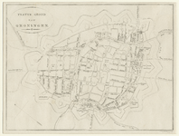 935 Platte grond van Groningen : Plattegrond met aanduiding van het noorden / D. Veelwaard Jr. sculp, 1811-1830