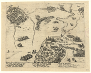 977 Graaf Willem van Nassau neemt door beleg het huis Wedde en wint Winschoten 30 augustus 1593. Historische kaart in ...
