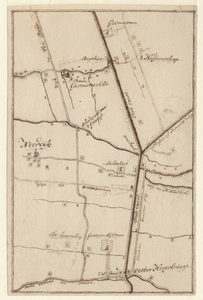 1383 Kaartje van het gebied tussen Oosterhoogebrug, Noorddijk en Garmerwolde / T. Beckeringh, 1748-1760