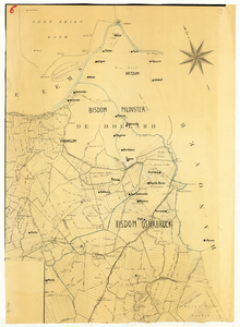 1891.63 6 : Kaart van een deel van oost Groningen en het aangrenzende deel in Duitsland met aanduiding van een aantal ...
