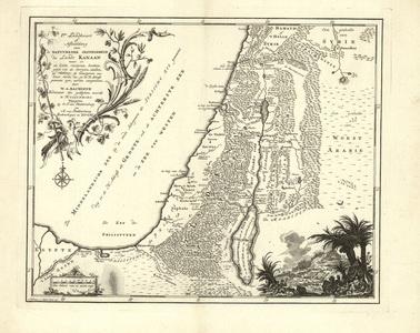 1907 Iste landkaart of afbeelding van de natuurlyke gesteldheid des lands Kanaän, waar in de zeën, rivieren, beeken, ...
