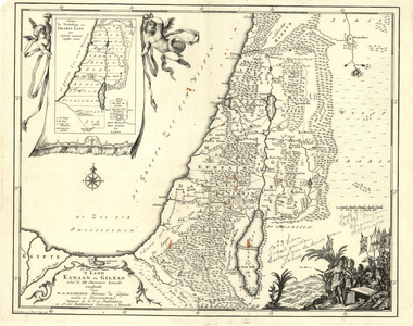 1909 De IIIde Landkaart 't land Kanaan en Gilead onder de XII stammen Israëls verdeelt : Kaart van het bijbelse ...