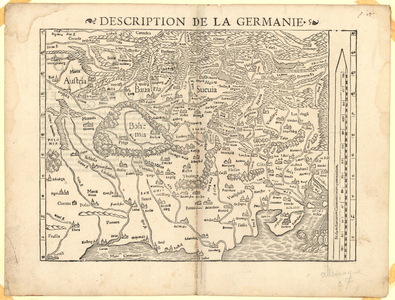 1915 Description de la Germanie : Kaart van Duitsland en midden Europa met schaalverdeling ter weerszijde / Sebastian ...