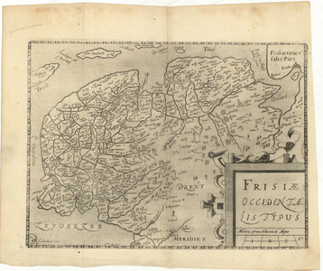 1953 Frisiae occidentalis typus : Kaart van Groningen, Friesland en een deel van Drenthe. Titel in carouche, met ...