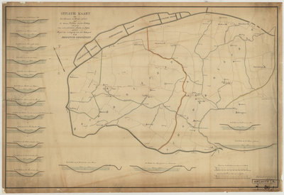 2794 Situatie kaart van het Schouwer en Houwer zijlvest met de dwars profillen van het trekdiep als mede van ...