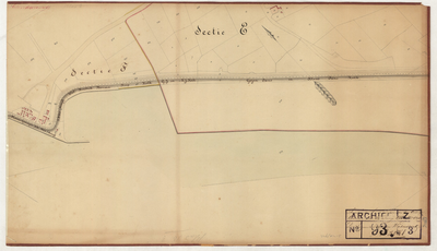 3106.3 Kaart op kadastrale basis van een gedeelte van de zeedijk ter weerszijde van Zoutkamp. Gemeente Ulrum sectie E, 1863