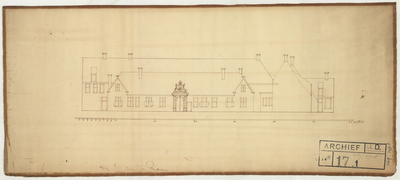 3169 Voorgevel van het oudste academie gebouw in opstand, 1816