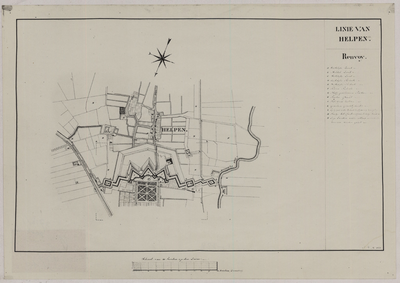 3718.1 Foto van de kaart: Linie van Helpen. Plattegrond van de vestingwerken en van Helpman / J.H.M., 1821