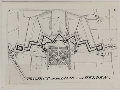 3718.2 Foto van de kaart: Project op de Linie van Helpen. Plattegrond van de vestingwerken van de linie van Helpman, 1821