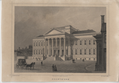 10007 Groningen. Het Academie gebouw : Academiegebouw 1850-1906 / L. Rohbock delt. ; Joh. Poppel sculpt. ; exec. Bij ...
