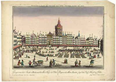 10038 Gesigt van het Oude-Markt, met het Stad-Huys te Cölln | Prospect des Alten Marckts, samt dem Rath-Hauss, zu Cölln ...