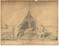 10237 Gezicht in de tent van twee officieren bij het 1ste bataillon Groninger mobiele schutterij in het kamp bij ...
