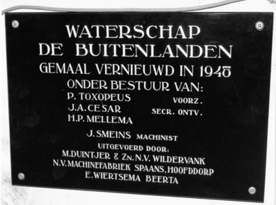 1226 Beerta : Gedenksteen Waterschap de Buitenlanden / Douma, M.A., 1974