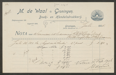 G20-256a M. de Waal te Groningen (gem), 1905