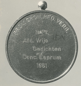 10360 Medaille achterzijde: (van) H.D.N., 1961