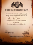 10124 Document van opname Paul de Boer als Nachtridder in de orde van de Groninger nacht door ...