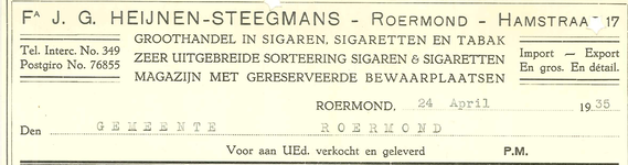 293 Heijnen-Steegmans, Fa J.G., 1935