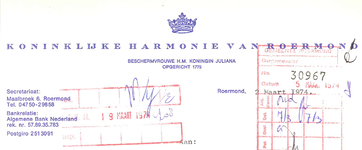 57 Harmonie van Roermond, Koninklijke, 1974