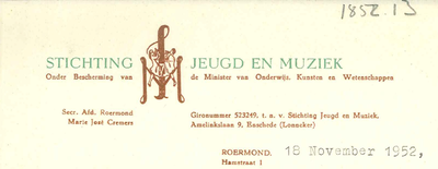 237 Jeugd en Muziek, stichting, 1952