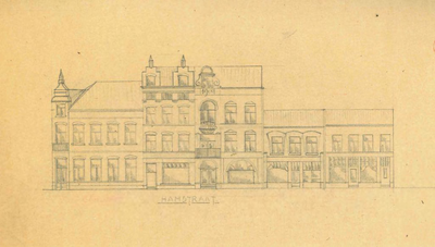 A16 Vooraanzicht van de panden Hamstraat 11-19, 1920